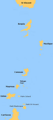 Karte der Grenadines